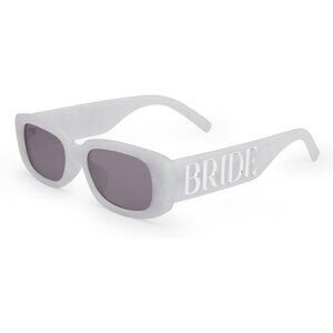 Bride Sunglasses White Marble Silver Logo Bachelorette Bridal Shower Accessory
